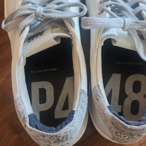 P448 Thea Platform Sneakers White Suede Silver Size 40 Size 9 - Picture 4 of 10